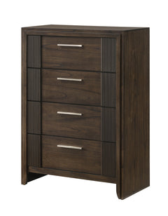 Create a warm and inviting retreat with this beautifully crafted bedroom ensemble, where timeless design meets modern functionality. Featuring a rich wood finish and sleek, linear details, this collection strikes the perfect balance between rustic charm a