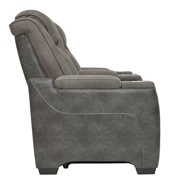 Next-Gen Durapella - Slate - Power Reclining Loveseat with Console/Adj Headrest