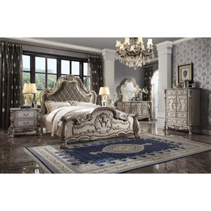 Dresden - Queen Bed - Vintage Bone White & PU - 72"