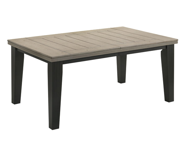  two-tone design with a beautifully finished wood top and contrasting dark legs