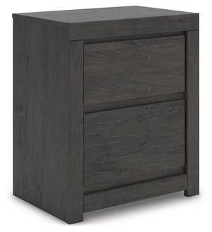 Find serene simplicity in the clean lines and dark neutral tones of this nightstand. Itâ€™s a sincere approach to modern elegance, giving you high style at a great value. A sleek hardware-less design creates a fuss-free look. Winding down before bed? Keep