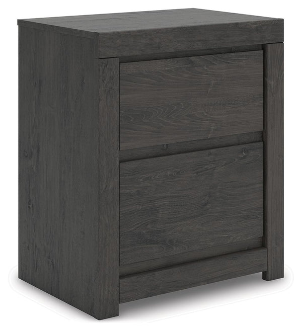 Find serene simplicity in the clean lines and dark neutral tones of this nightstand. Itâ€™s a sincere approach to modern elegance, giving you high style at a great value. A sleek hardware-less design creates a fuss-free look. Winding down before bed? Keep