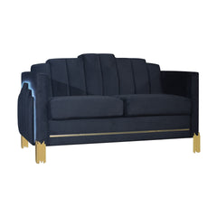 Introducing the Empire Loveseat, a durable and stylish addition to your living space. Crafted with an eco-friendly manufactured wood frame, this 2-seater loveseat ensures lasting strength and durability. Upholstered in luxurious 100% midnight black polyes