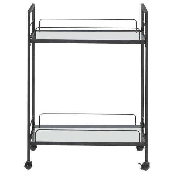  this serving cart welcomes glassware