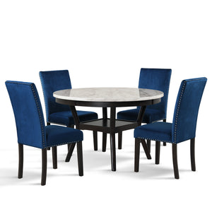  accompanied by four stunning blue velvet chairs. Craft