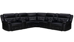 Meet Clayton, the ideal sectional that perfectly combines comfort and practicality. This sectional is perfect for any evening with its manual recline feature and a convenient console equipped with cupholders. The inherently cleanable faux leather makes ma