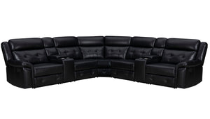 Meet Clayton, the ideal sectional that perfectly combines comfort and practicality. This sectional is perfect for any evening with its manual recline feature and a convenient console equipped with cupholders. The inherently cleanable faux leather makes ma