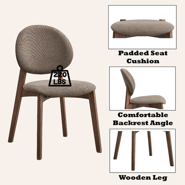 Hadasa - Side Chair (Set of 2) - Light Brown Fabric & Walnut Finish