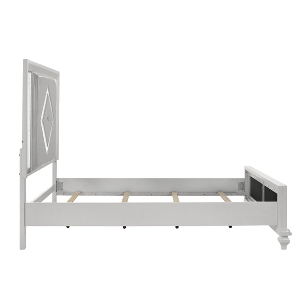  this bed boasts a strong and eco-friendly construction of manufactured wood with a sleek white finish