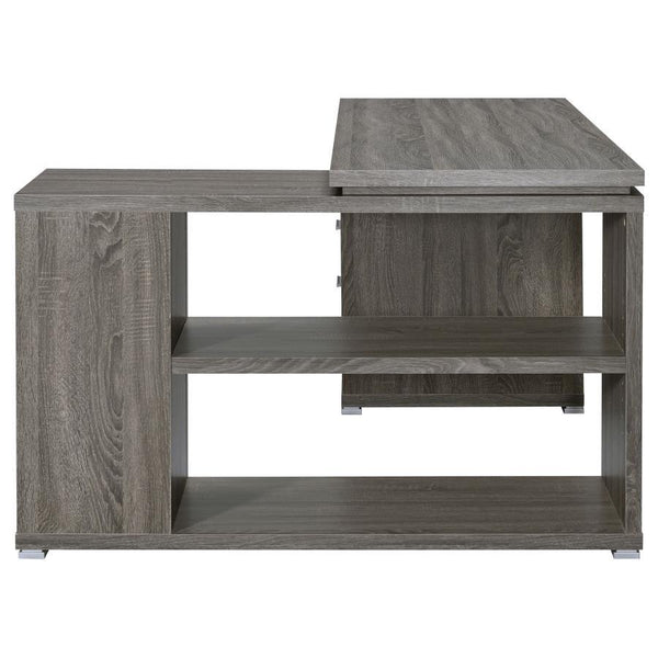 Yvette - 3-Drawer L-Shape Computer Desk - Weathered Gray