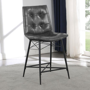  this counter height stool is the ultimate dining room upgrade. The padded seat is wrapped in smooth leatherette for an inviting look and feel. Button tufting adds a subtle