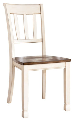 Incorporate cottage-cool warmth in your dining space with this dining room side chair in a classic rake back design. A two-tone finish serves up twice the charm and character.<br><br><b>Additional Dimensions</b><br><ul><li>Seat height: 17.75-"</li><li>Sea