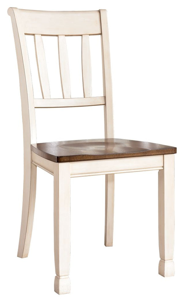 Incorporate cottage-cool warmth in your dining space with this dining room side chair in a classic rake back design. A two-tone finish serves up twice the charm and character.<br><br><b>Additional Dimensions</b><br><ul><li>Seat height: 17.75-"</li><li>Sea