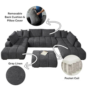 Chosen - Sectional Sofa With 3 Pillows - Dark Gray