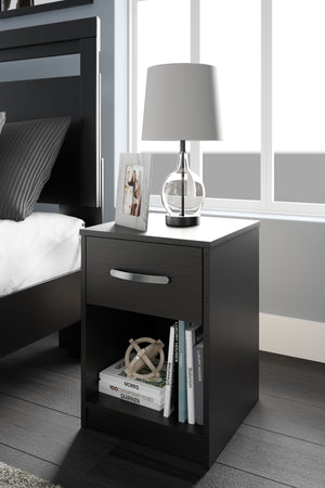  this nightstand blends seamlessly with modern decor and makes a smart addition to a bedroom. Its smooth-gliding drawer is ideal for bedside essentials. An open cubby provides a nice place for a storage basket or vase. The nightst