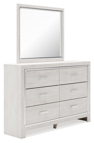 The epitome of fashion-forward design, this dresser with mirror set is a beautiful blend of comfort and luxury. Shiny chrome-tone accents, a pearlized finish and mosiac pulls bring a glam touch to the richly rustic appearance. Six smooth-gliding drawers p