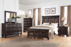 The Sevilla 5-Piece Bedroom Set in walnut is a masterful blend of traditional elegance and modern functionality, making it an exquisite addition to any bedroom. Each piece, from the wood panel bed to the dresser, mirror, nightstand, and chest, is crafted 