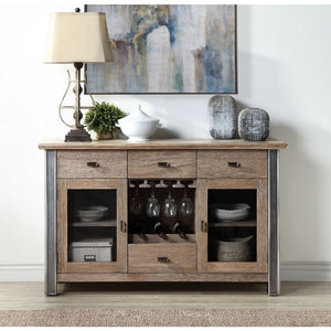 Make your dining room the centerpiece of your home with the Nathaniel dining set. This unique extendable table features a maple wood table top that sits atop an elegant, trestle base. Paring the side and arm chairs with upholstered cushions and nail-head 