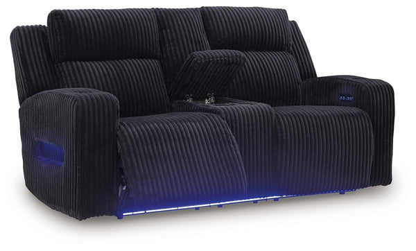 Forest Lake - Black - Power Reclining Loveseat With Console / Adj Headrest
