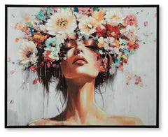 You can never go wrong with florals. This enchanting wall art captures nature-'s abundant beauty, featuring a woman-'s headdress overflowing with a stunning variety of flowers. It-'s sure to brighten your mood each time you see it.<br/><br/><b>Product Fea