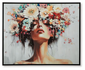 You can never go wrong with florals. This enchanting wall art captures nature-'s abundant beauty, featuring a woman-'s headdress overflowing with a stunning variety of flowers. It-'s sure to brighten your mood each time you see it.<br/><br/><b>Product Fea