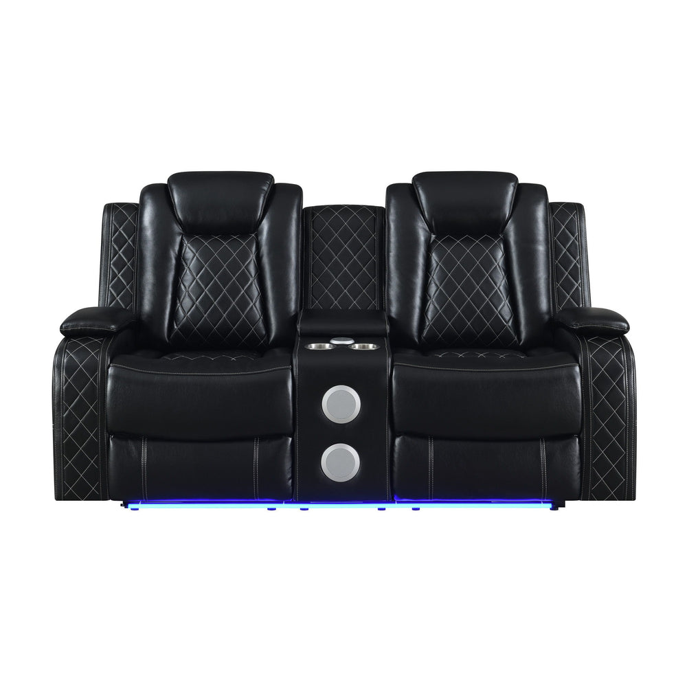 Meet the Orion Console Loveseat, a marvel of durability and comfort designed to elevate your relaxation experience. Crafted with a blend of hardwoods and manufactured wood, its sturdy construction ensures long-lasting strength. Sink into the soft, breatha