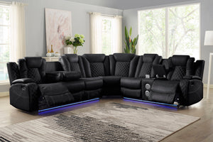Orion - RAF Console Loveseat With 1 Recliner - Black