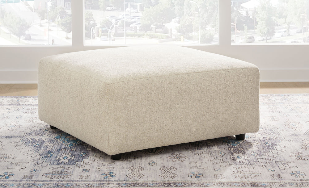 Contemporary fashion, meet superior form. This ottoman is strikingly streamlined in design, with its fresh linen-look upholstery speaking to tried-and-true modern color palettes. Kick back, relax and settle into the calm of your curated space.<br><br><b>A