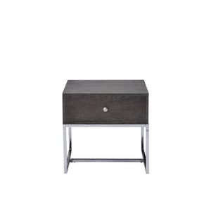 Maximize your living space with the attractive Iban End Table. Designed for with both function and style, this rectangular occasional table features a rich gray oak finish and a sturdy, metal sled base. The minimalist style and neutral color scheme create