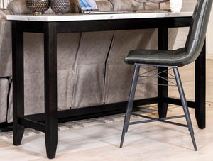  a rustic espresso trestle base lends a dramatic touch and grounds the room elegantly. Gather friends and family around the long 