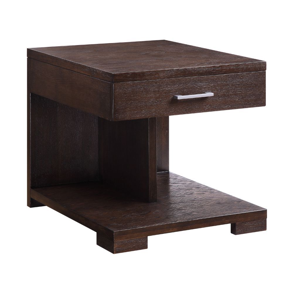 Rectangular End Table Storage: 1 Drw & Open Compartment (Bottom Wooden Shelf, Fixed) Wooden Top Drawer, Wooden Bracket Leg CONSTRUCTION: Wooden TOP/Drawer: Poplar Wood, Wood Veneer (Ash+MDF) NO Apron Wooden Bracket Leg Drawer: GLIDE) Side Metal (3/4 Ext.)