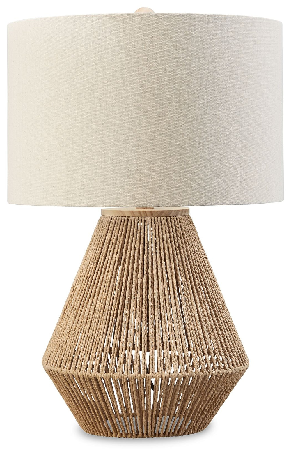 A coastal aura runs through the roped structure of this table lamp. The light and airy fixture, with a robust body, has a bohemian sense of style to create warmth and brightness in your beach house bedroom or eclectic living room.<br><br><b>Additional Dim