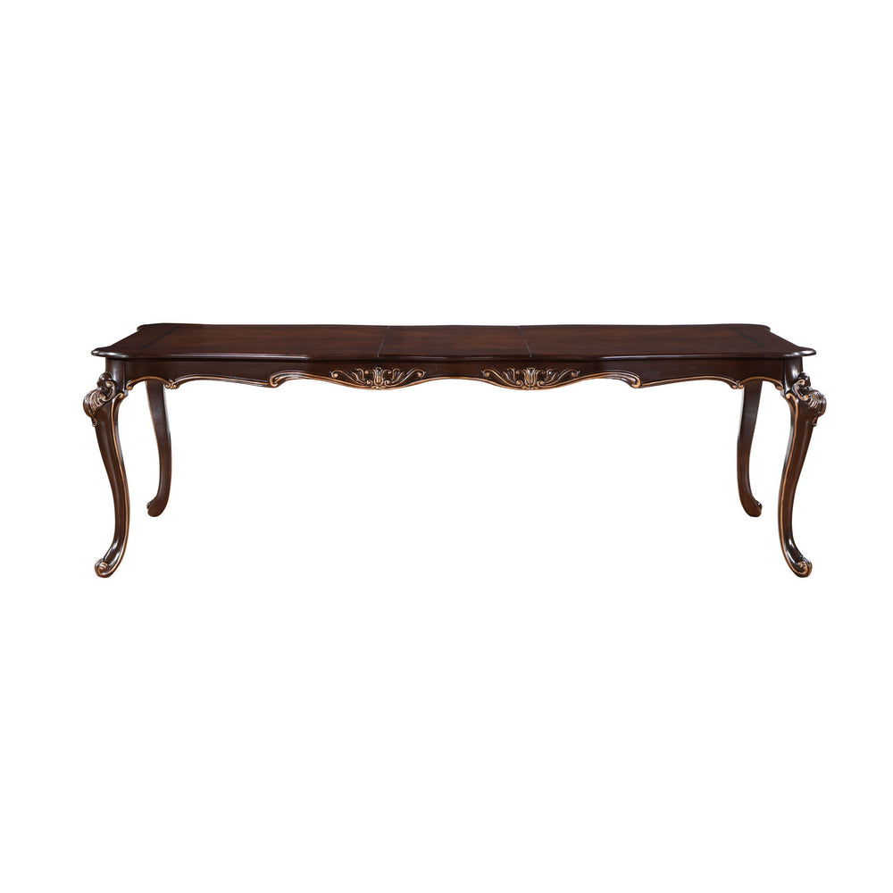 The Royal Classics Constantine Dining Table in cherry is a masterful blend of heirloom quality and timeless design, making it the perfect centerpiece for your dining room. Crafted from solid pine and premium fancy face birch veneers, this table is built t