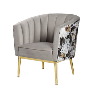 Colla - Accent Chair - Gray Velvet & Gold