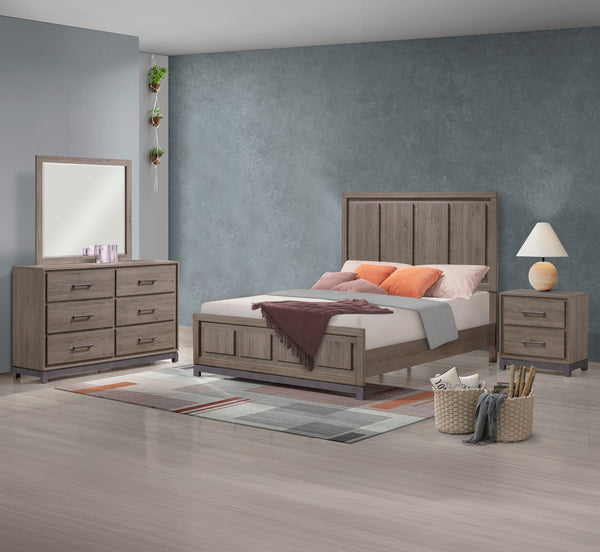 Discover the perfect blend of modern simplicity and understated elegance with this contemporary bedroom collection. Each piece, fashioned with a sleek, minimalist design and a soothing grey oak finish, offers a tranquil backdrop for your personal retreat.