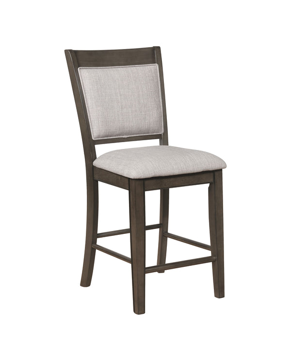 Elevate your dining space with this sophisticated counter height dining set, designed to blend seamlessly with both modern and classic interiors. The set features a striking dark gray finish that adds depth and richness, complemented by the sleek lines an