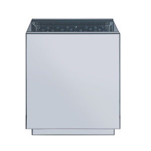  this brilliant square occasional table showcases a distinctive style for an intriguing look. The table features a fully mirrored sled base with an exquisite b