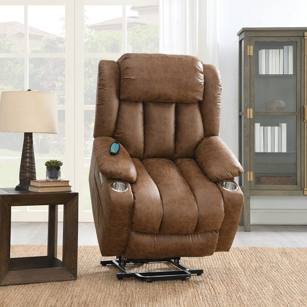 Omarion - Power Recliner With Lift & Heating & Massage - Brown