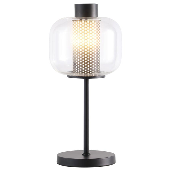  a 9-watt LED bulb ensures energy efficiency and bright illumination. A metal mesh column in chic black creates depth and tex