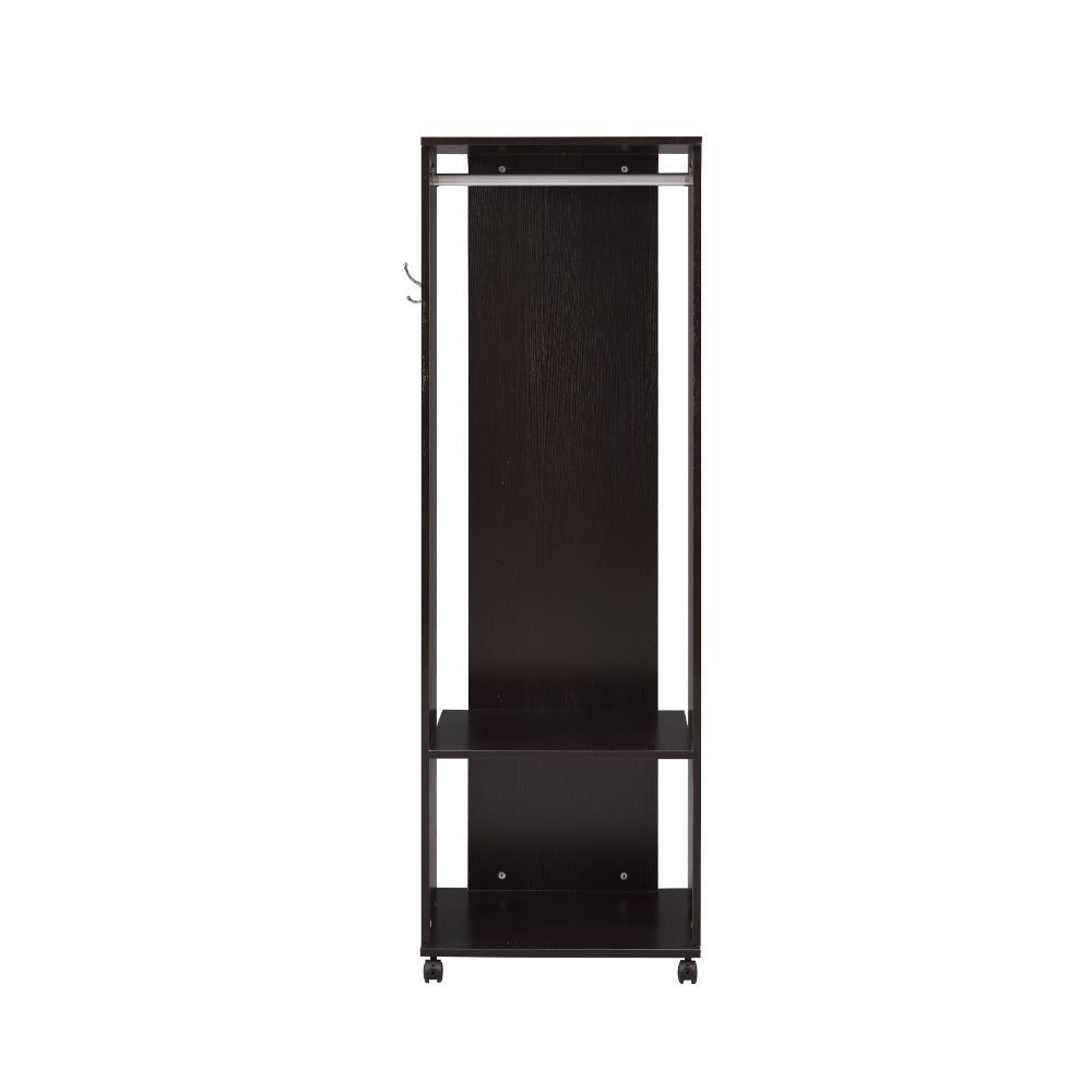 Rectangular Hall Tree â€¢ Storage: 2 Open Compartment (Top with Hanging Rod) â€¢ Wooden Open Frame and Mirrored Back Panel â€¢ Base with Caster Wheels<br/><br/><b>Product Features</b><ul><li>Rectangular Hall Tree</li><li>Storage: 2 Open Compartment (Top w