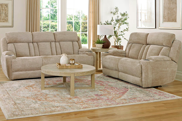 Comfort meets innovation in this inspired Power Sofa, Loveseat & Recliner. The perfect choice for creating a relaxing environment, this stylish model features a smooth motorized reclining motion at just the touch of a button. Integrated beverage holders i