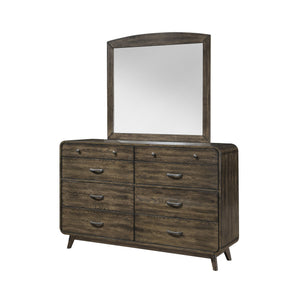 The Rex Mirror in Walnut Brown combines durability and style to enhance any room. This mirror includes a frame crafted from solid rubberwood, manufactured woods, and oak veneers, ensuring stability and longevity. Its classic mid-century modern design feat