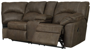 This right-arm facing reclining loveseat is made with faux leather upholstery. Pairs with other items in the series to make a sectional.<br><br><b>Additional Dimensions</b><br><ul><li>Seat depth: 22-"</li><li>Seat height: 20-"</li><li>Seat width: 49-"</li