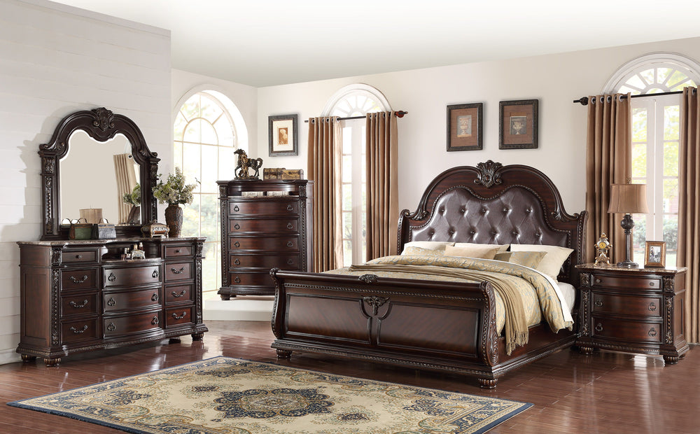 Step into a world where classic elegance meets timeless design with our exquisite bedroom collection. Designed for those who covet regal charm and functionality, this suite features rich, deep wood tones that evoke the grandeur of an aristocratic estate. 