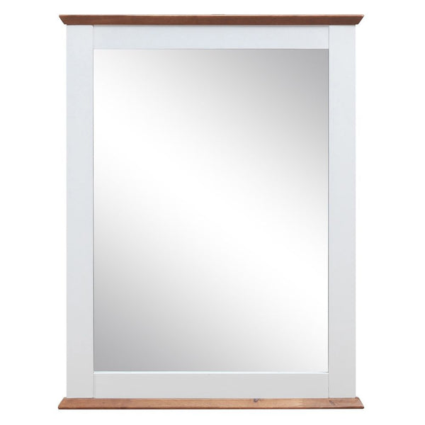 Mirror 3mm â€¢ NO Storage â€¢ Shape: Rectangular â€¢ Orientation: Vertical (Portrait) â€¢ Wooden Frame (Contrast Top Trim)<br/><br/><b>Product Features</b><ul><li>Case: 1Pc/1Ctn</li><li>Finish: White & Oak</li><li>Style: Nautical, Coastal</li><li>Material