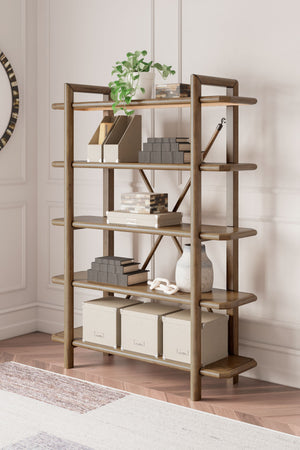  thick solid wood frames and a unique back brace enhance the design with stunning style. This bookcase takes minimalism to the max.<br><br><b>Additional Dimension