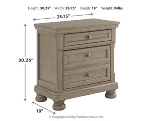 Lettner - Light Gray - Two Drawer Night Stand