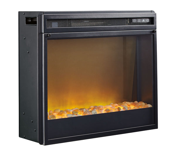 Entertainment Accessories - Black - Fireplace Insert Glass/Stone