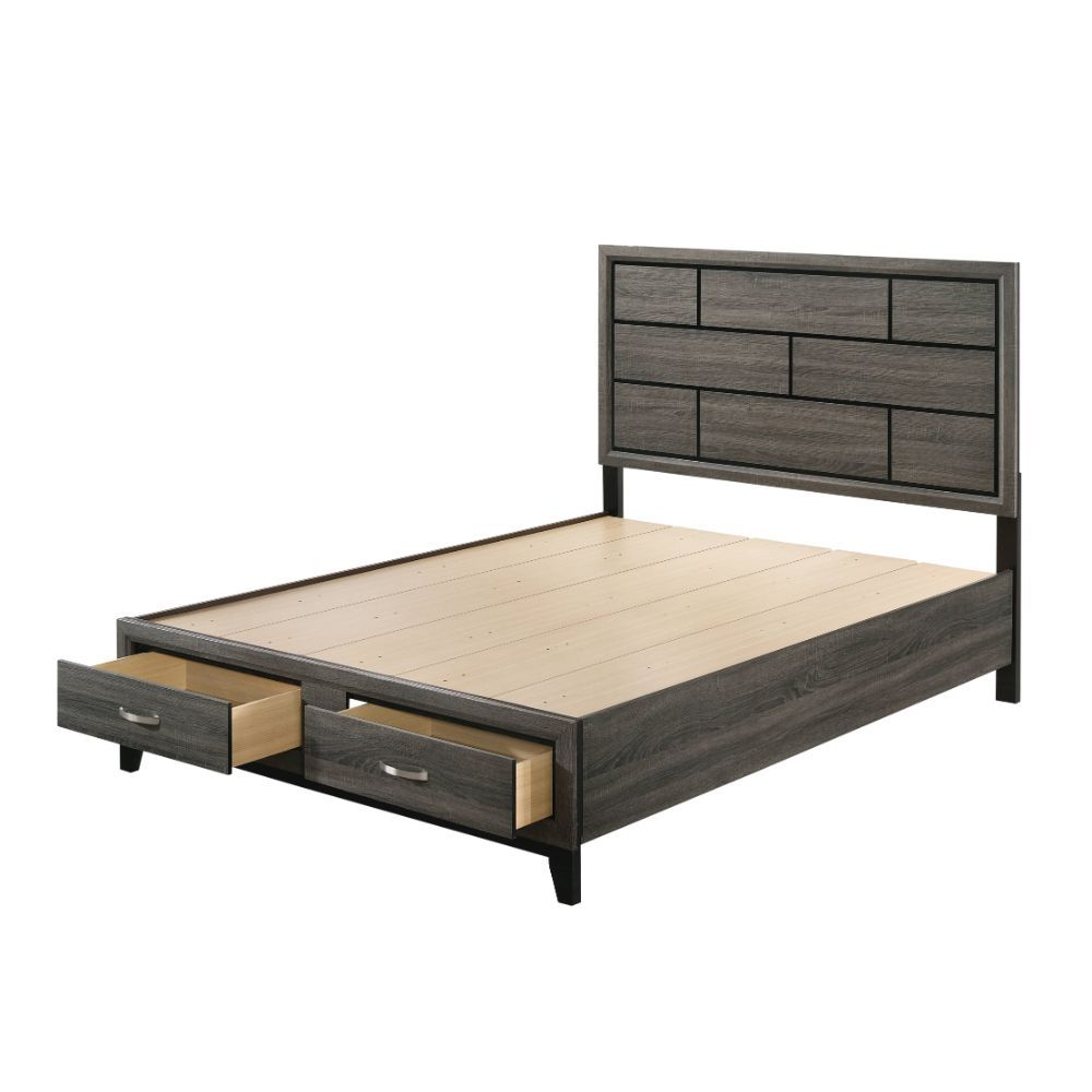 With weathered gray finish, the Valdemar collection combines the idea of brick elements to bring loft style into your bedroom. The horizontal line design throughout the group will bring you a relaxing but not monotonous environment in your bedroom. It has