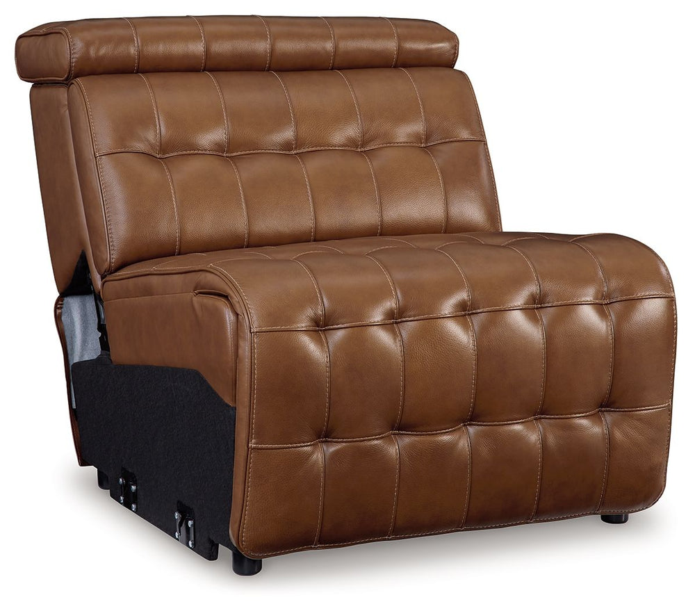 This armless chair is made with a combination of 100% top grain leather and faux leather upholstery. Pairs with other items in the series to make a sectional.<br><br><b>Additional Dimensions</b><br><ul><li>Adjustable height (max): 42.38-"</li><li>Adjustab